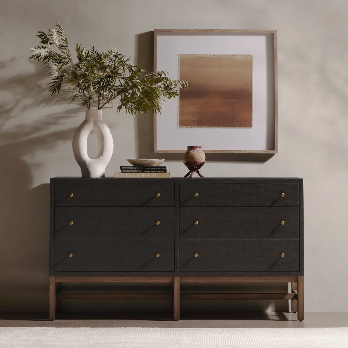 Fiona 6 Drawer Dresser - Black Raffia - lifestyle view