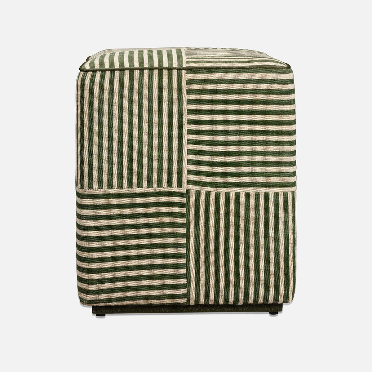 Baxter Stool - Emerald Striped Jute/Forest Full-Grain Leather - view 1
