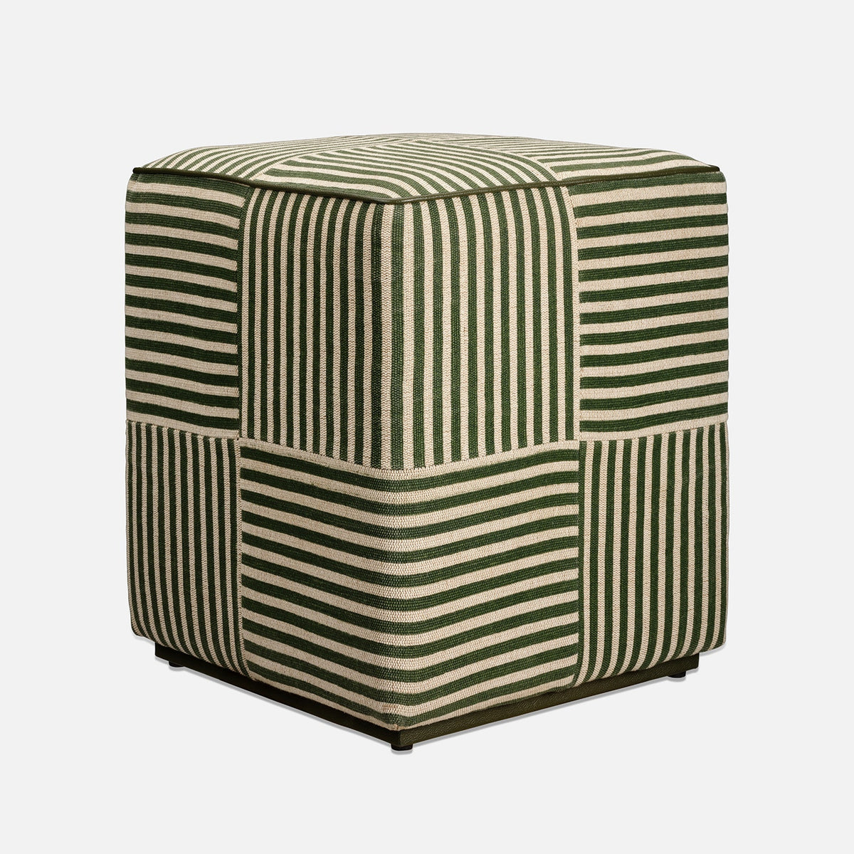 Baxter Stool - Emerald Striped Jute/Forest Full-Grain Leather - view 2