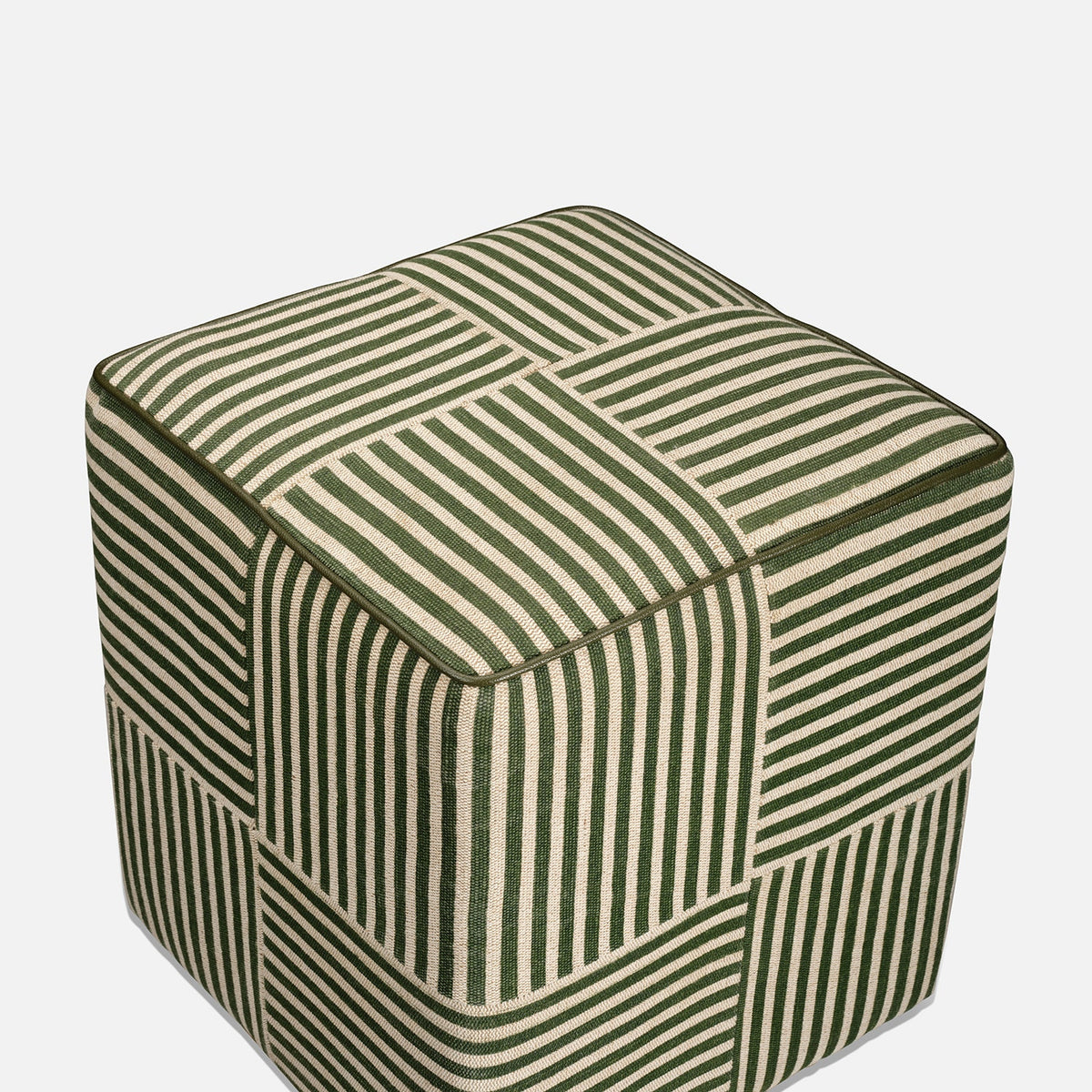 Baxter Stool - Emerald Striped Jute/Forest Full-Grain Leather - view 3