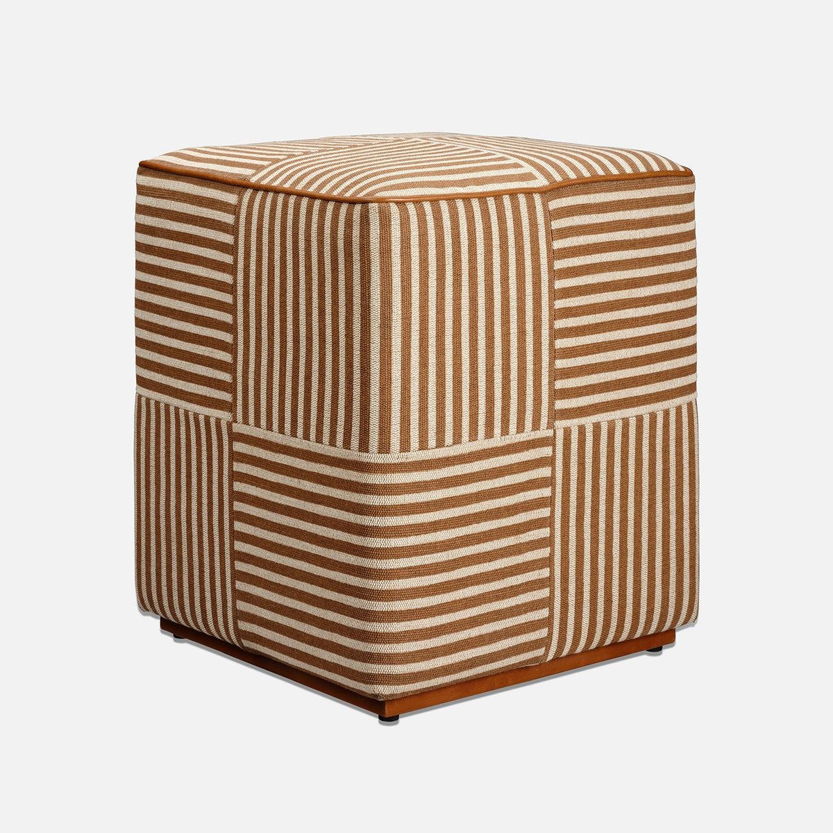 Baxter Stool - Golden Brown Striped Jute/Saddle Full-Grain Leather - view 2