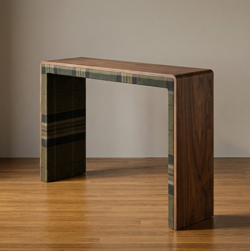 Edison Console Table - side view of walnut waterfall edge