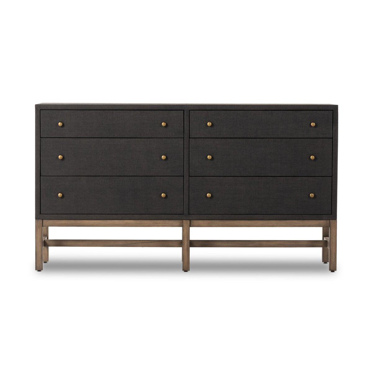 Fiona 6 Drawer Dresser - Black Raffia - front view