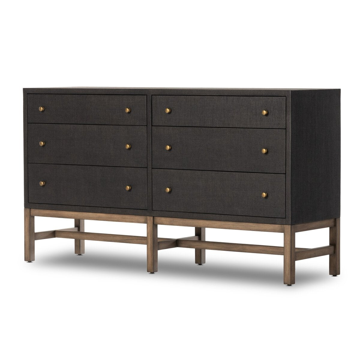 Fiona 6 Drawer Dresser - Black Raffia - 3/4 view