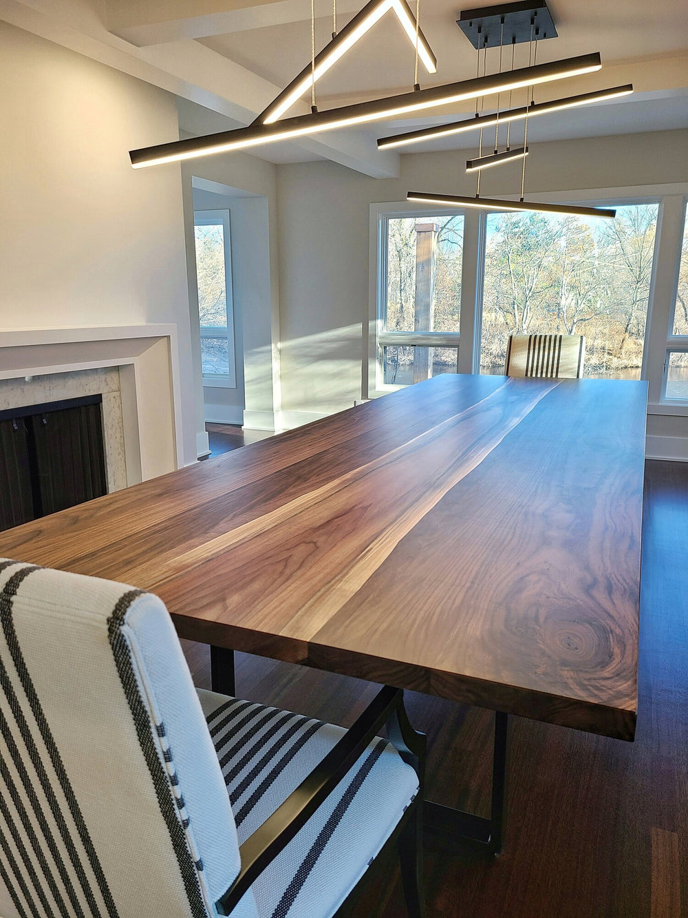 Walnut Dining Table with Live Edge Inlay