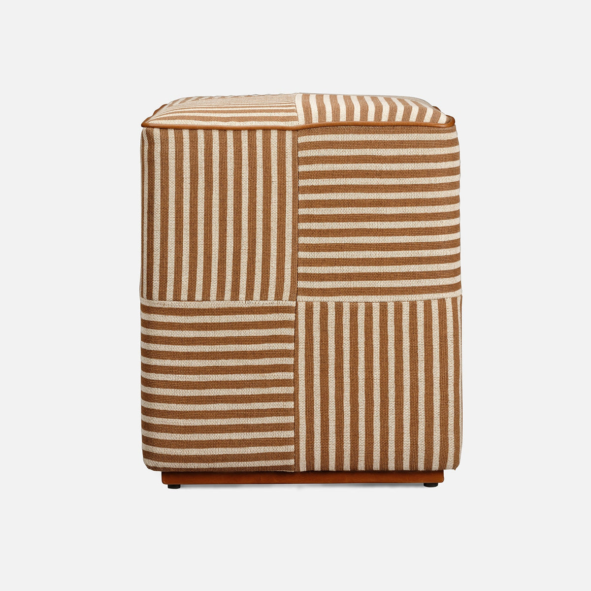 Baxter Stool - Golden Brown Striped Jute/Saddle Full-Grain Leather - view 1