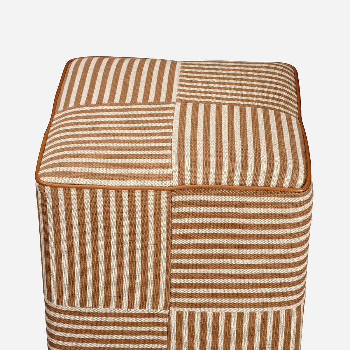 Baxter Stool - Golden Brown Striped Jute/Saddle Full-Grain Leather - view 3