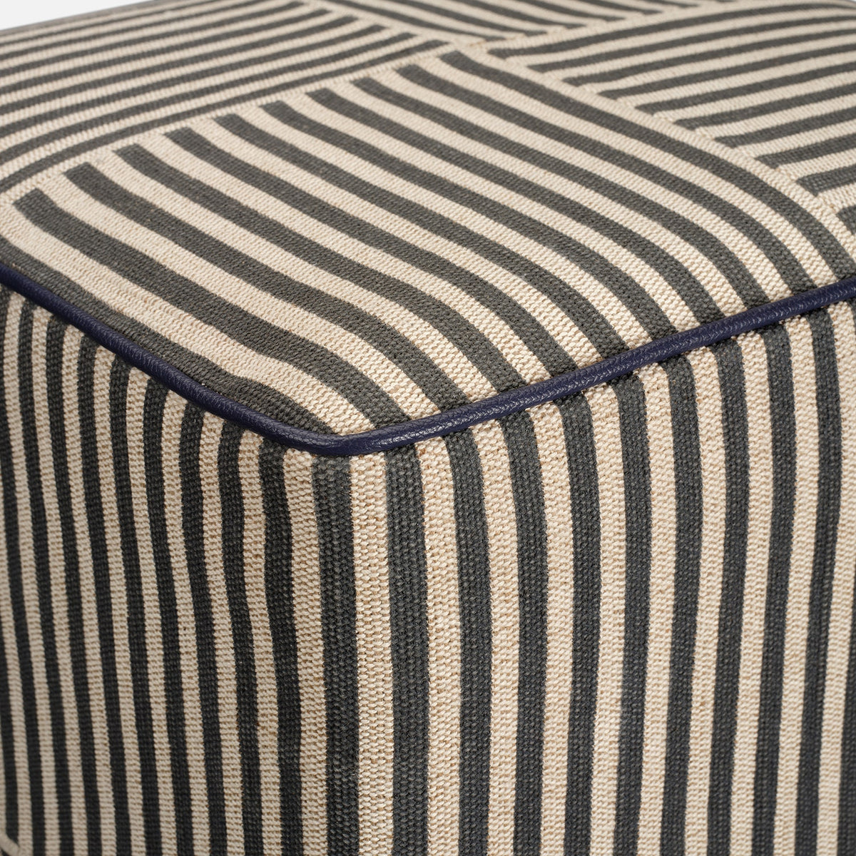 Baxter Stool - Navy Striped Jute/Navy Full-Grain Leather - view 4