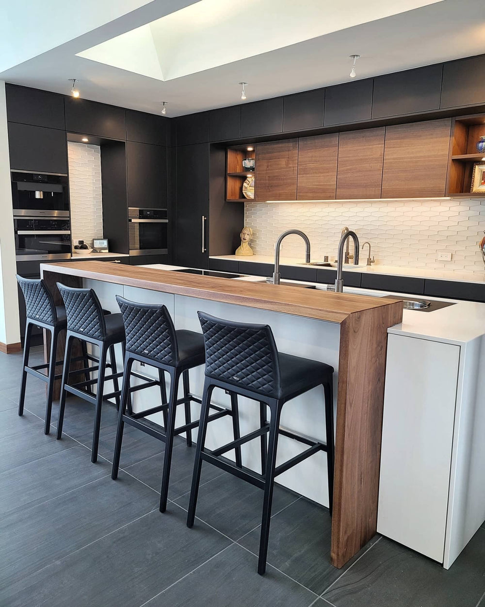 Walnut Double Waterfall Countertop