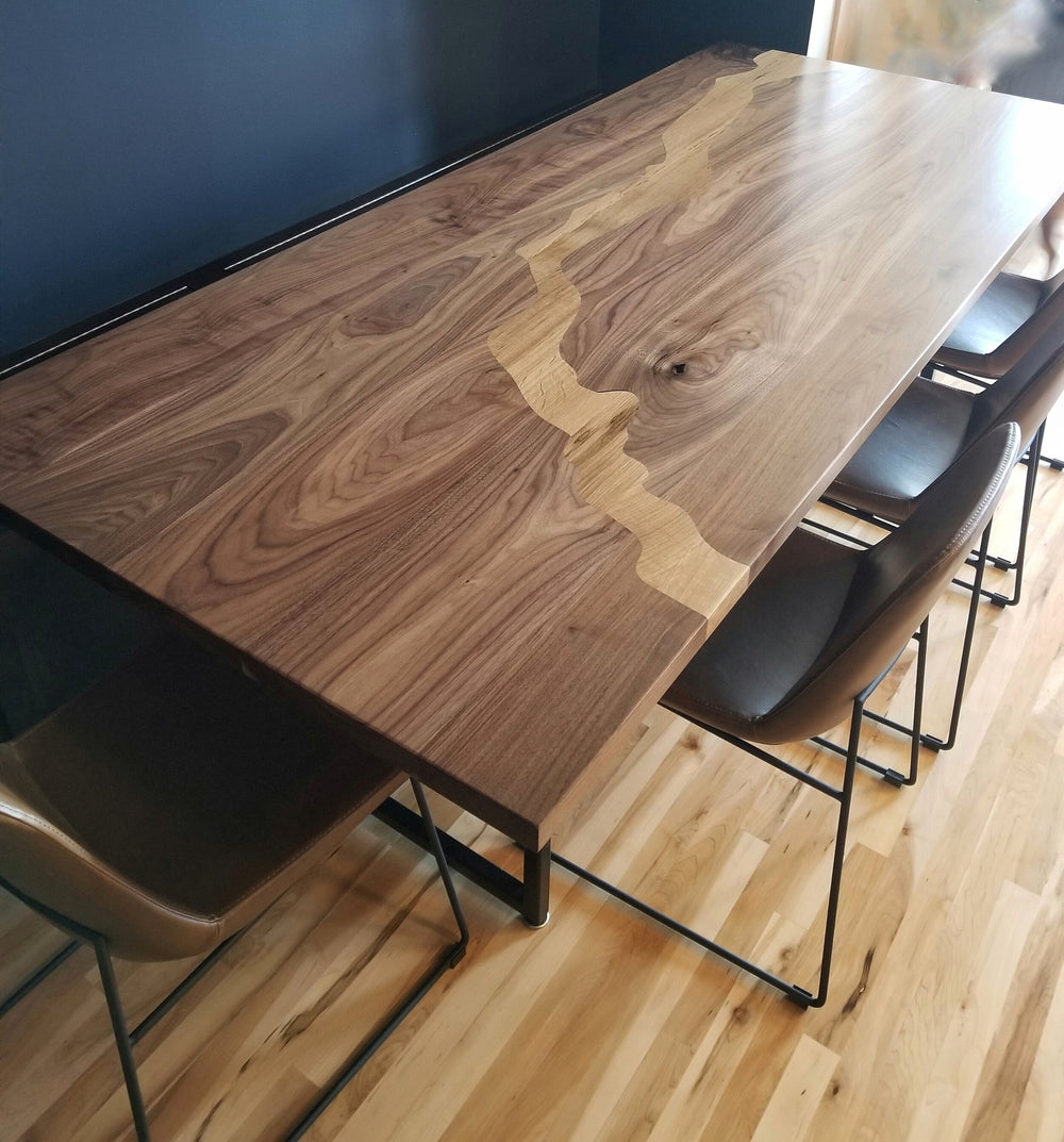 Walnut Dining Table with White Oak Inlay