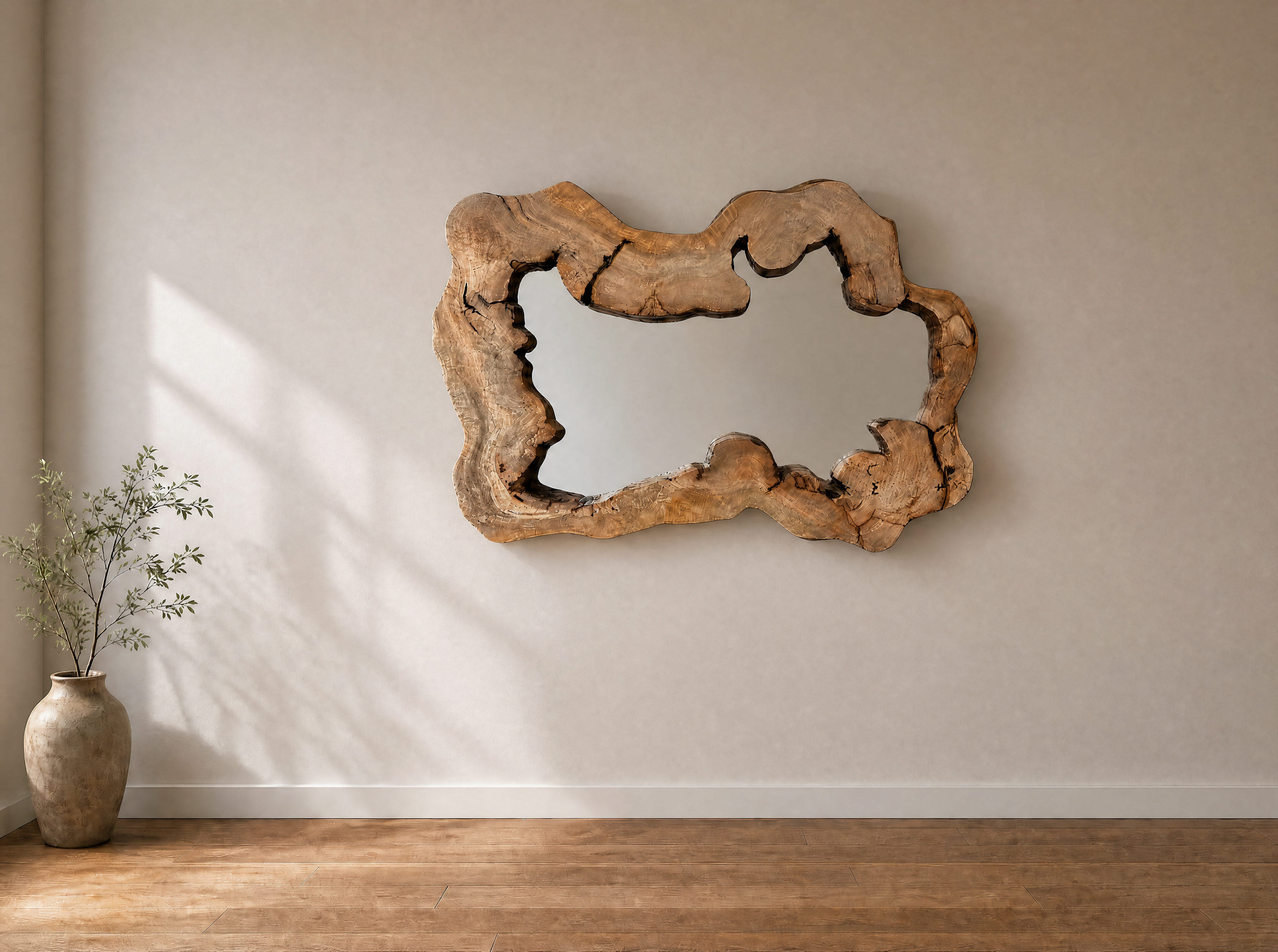 Beck Mirror - mango wood slab mirror